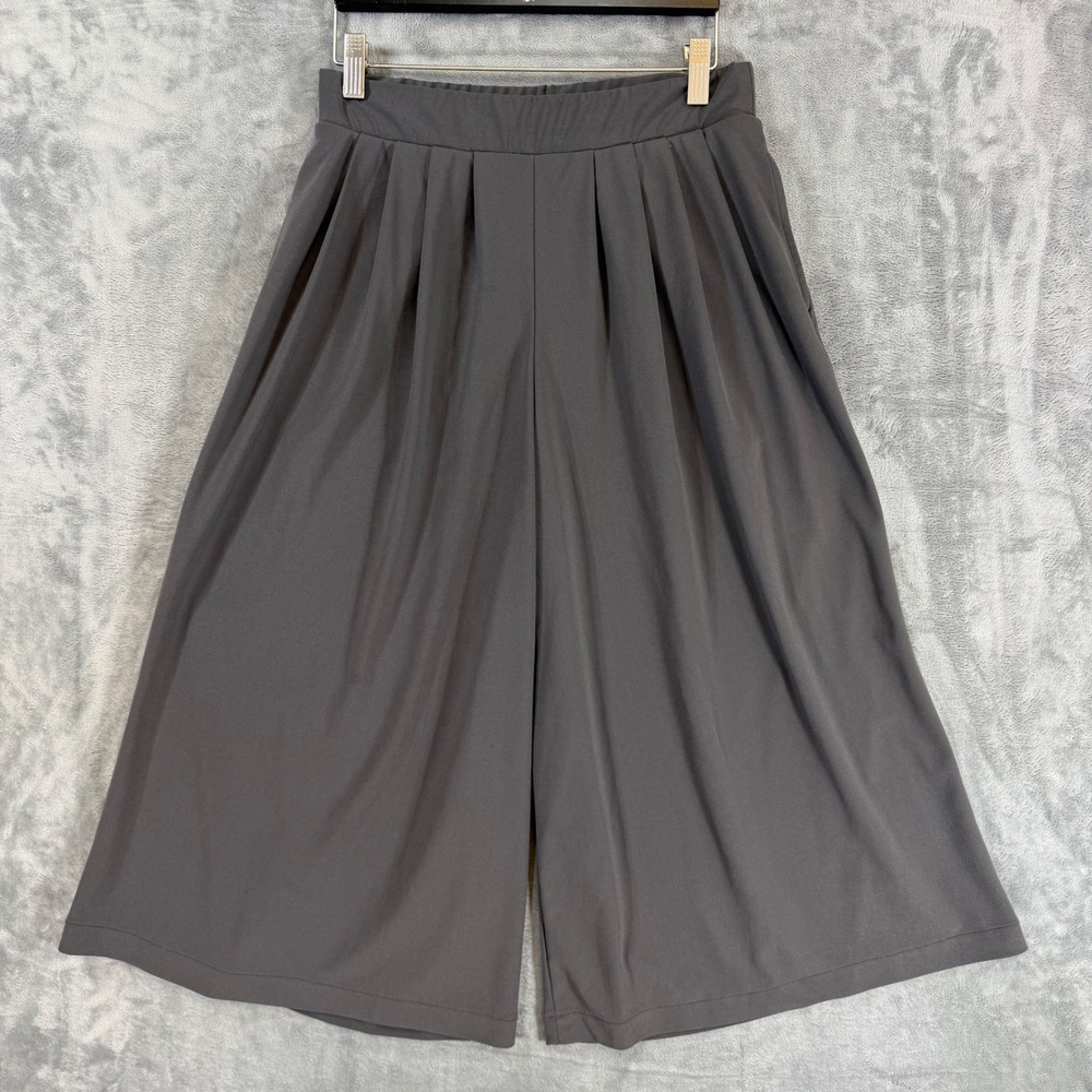 Uniqlo Pleated Wide Leg Culotte Pants Womens Size S Small Gray